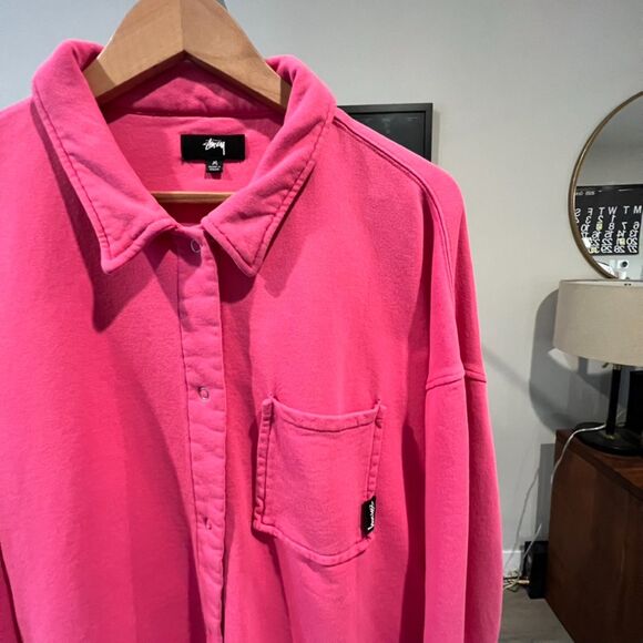 Stussy - LS Snap Button Knit "Huron" Overshirt (#218121) - Hot Pink - Picture 4 of 7